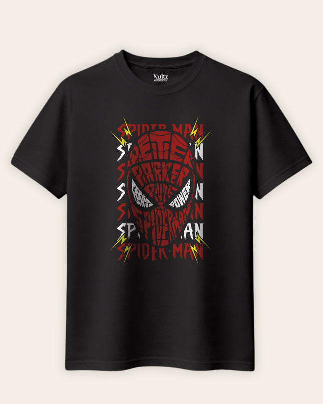 Spider Mask Typography Regular Fit T-Shirt For Men