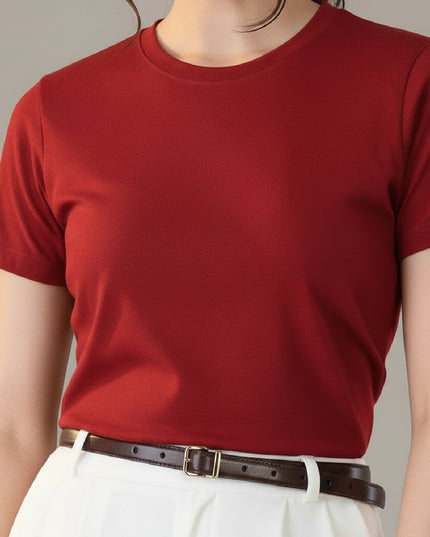 Basic Red Regular Fit T-Shirt For Women