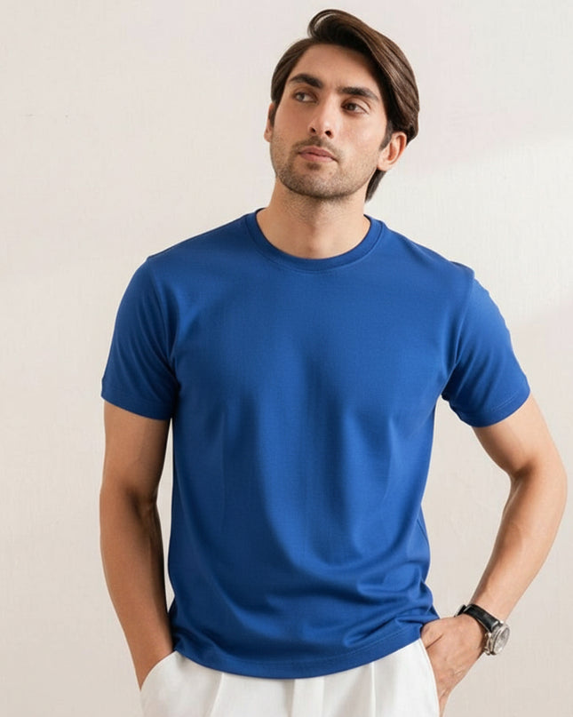 Basic Royal Blue Regular Fit T-Shirt For Men