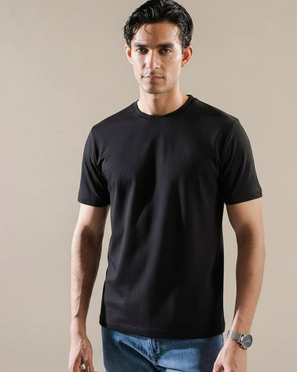 Basic Black Regular Fit T-Shirt For Men