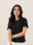 Basic Black Regular Fit T-Shirt For Women