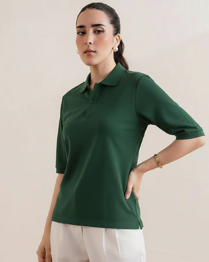 Kultz Essential Polo T-Shirt For Women - Dark Green