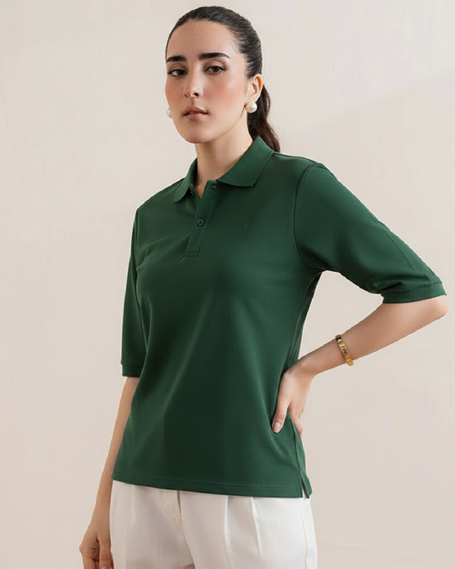Kultz Essential Polo T-Shirt For Women - Dark Green