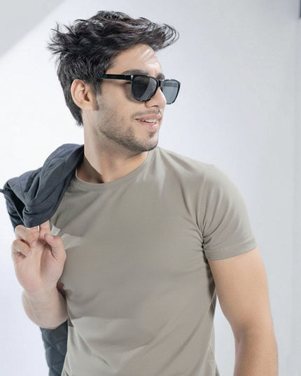 Basic Hazel Grey Regular Fit T-Shirt For Men