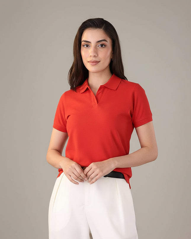 Kultz Essential Polo T-Shirt For Women - Red