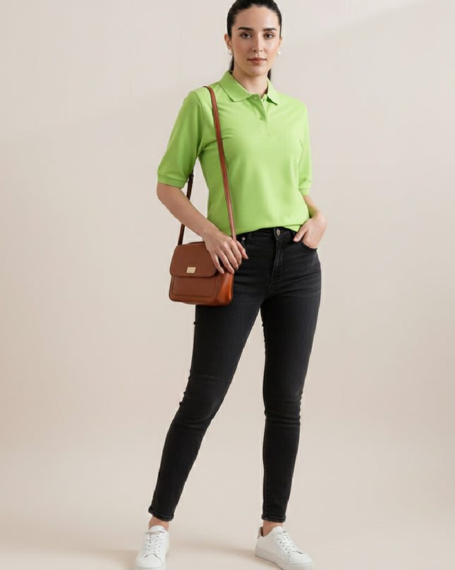 Kultz Essential Polo T-Shirt For Women - Parrot Green