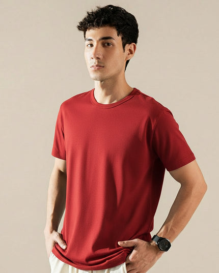 Basic Red Regular Fit T-Shirt For Men