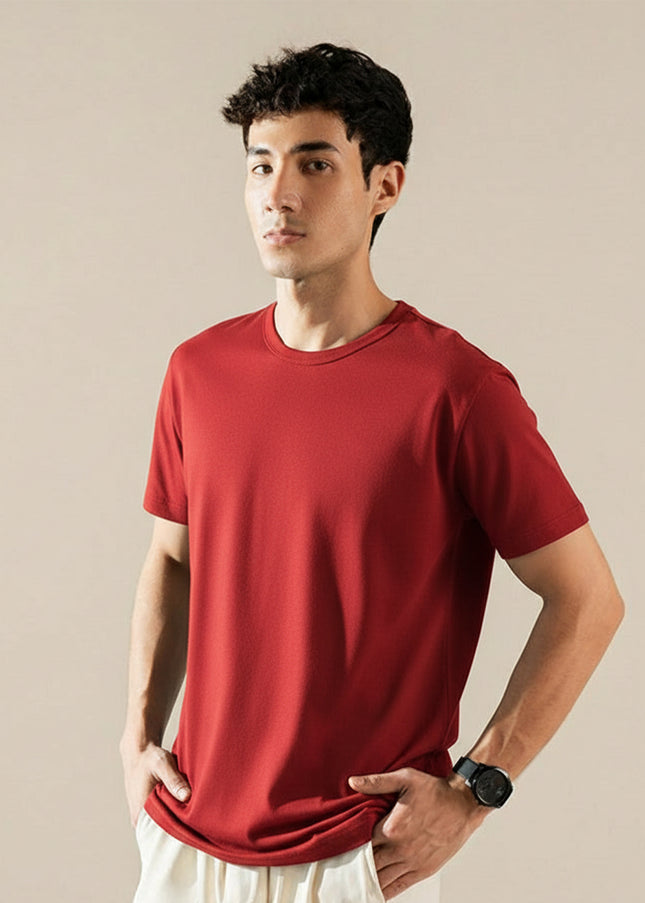 Basic Red Regular Fit T-Shirt For Men