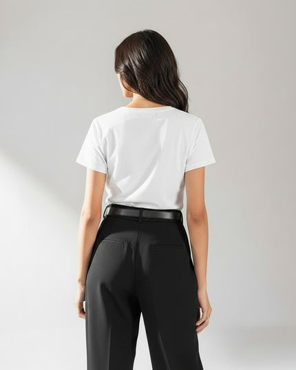 Basic White Regular Fit T-Shirt For Women