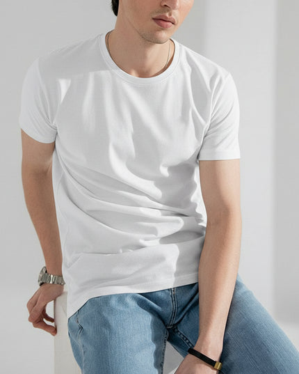 Basic White Regular Fit T-Shirt For Men