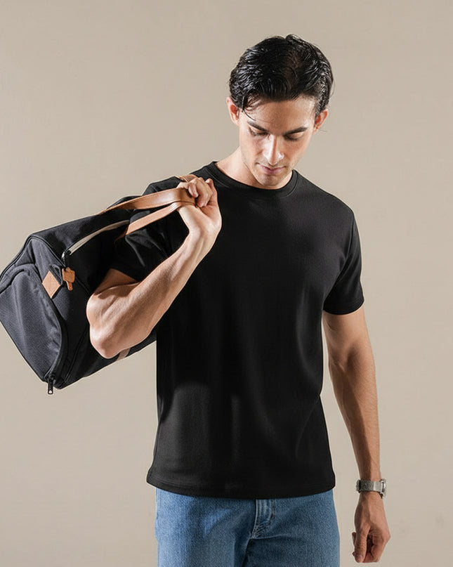 Basic Black Regular Fit T-Shirt For Men
