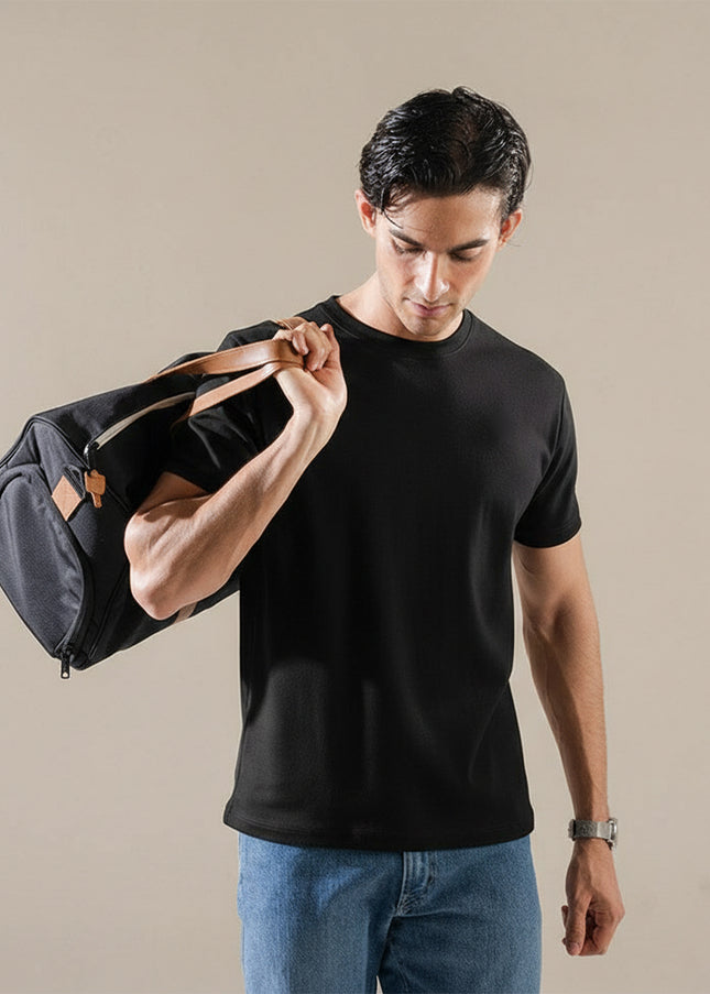 Basic Black Regular Fit T-Shirt For Men