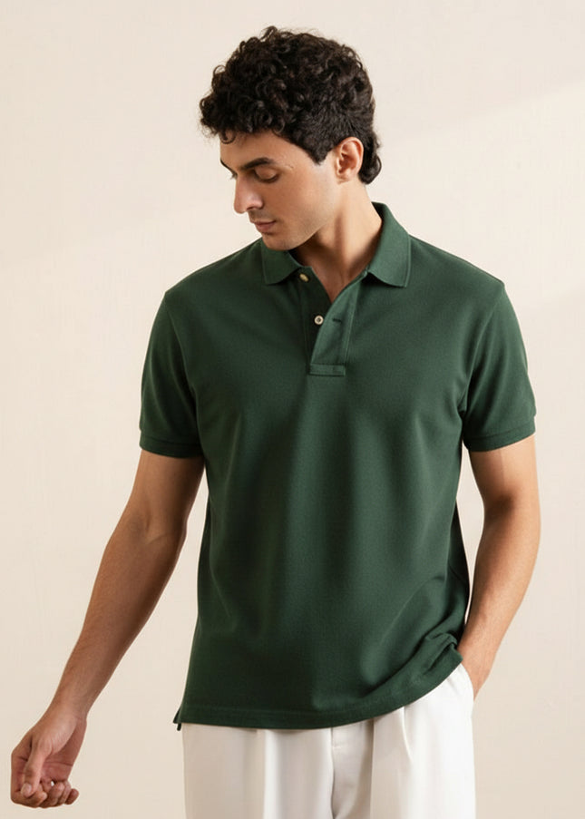 Kultz Essential Polo T-Shirt For Men - Dark Green