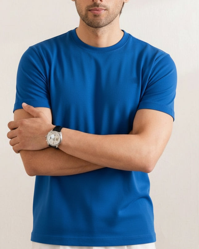 Basic Royal Blue Regular Fit T-Shirt For Men