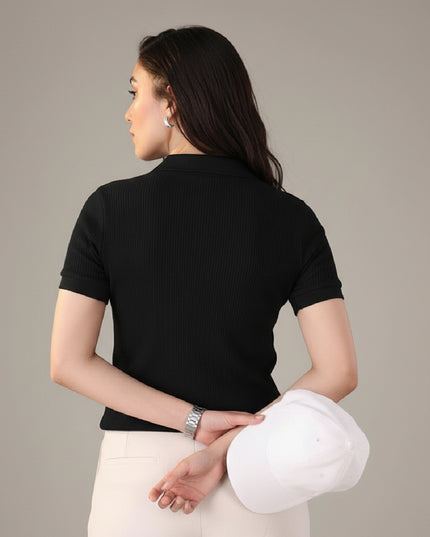 Kultz Essential Polo T-Shirt For Women -Black