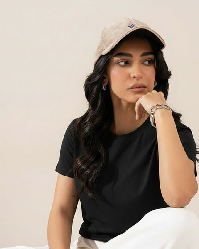 Basic Black Regular Fit T-Shirt For Women