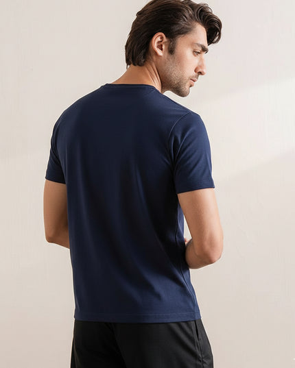 Basic Navy Blue Regular Fit T-Shirt For Men