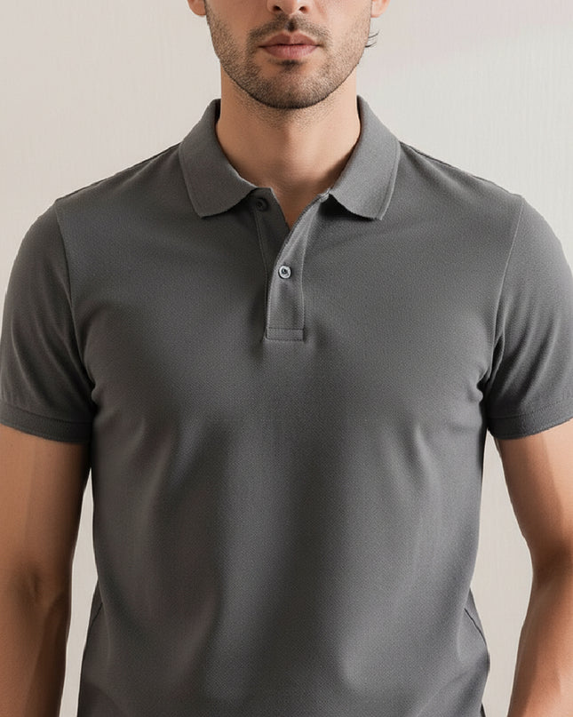 Kultz Essential Polo T-Shirt For Men - Charcoal