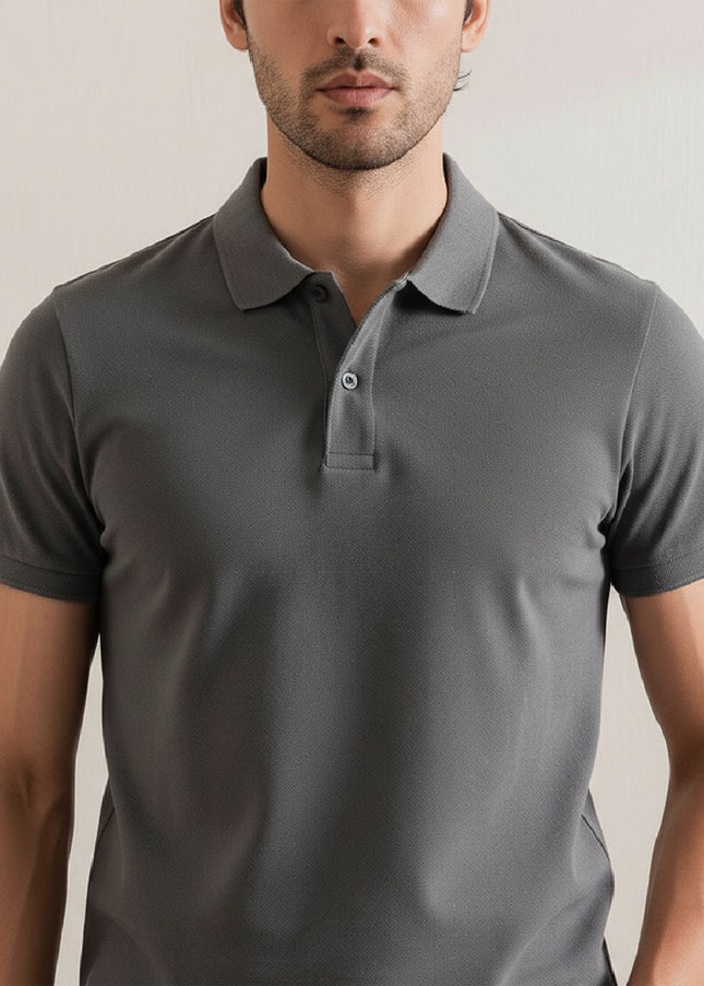 Kultz Essential Polo T-Shirt For Men - Charcoal
