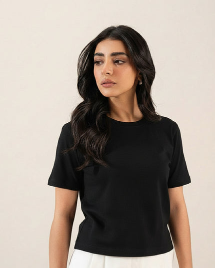 Basic Black Regular Fit T-Shirt For Women