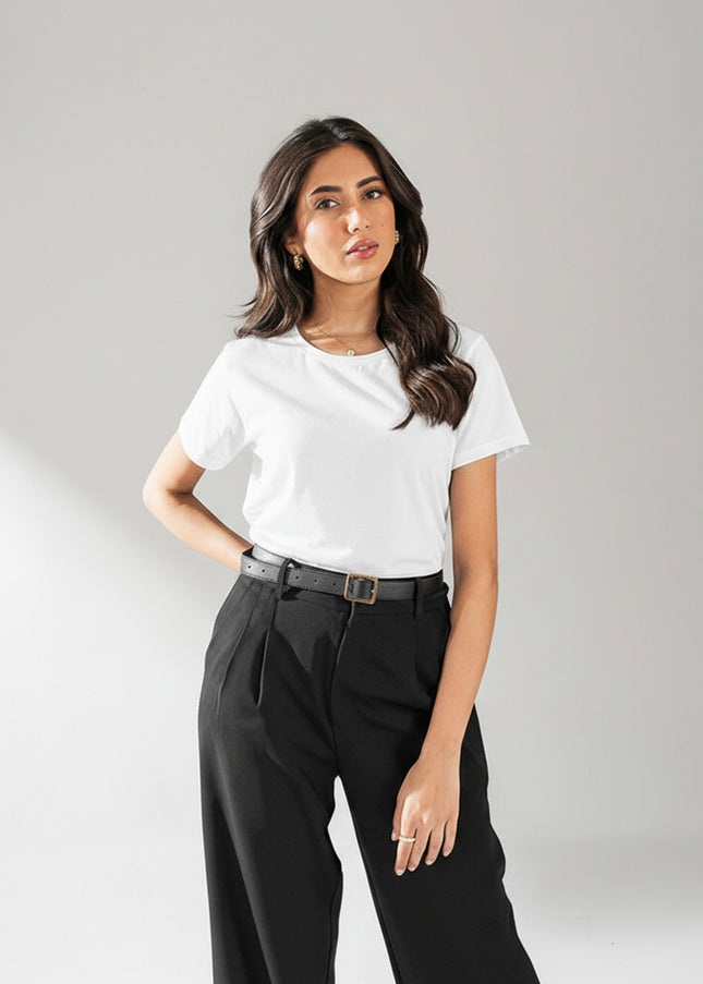 Basic White Regular Fit T-Shirt For Women