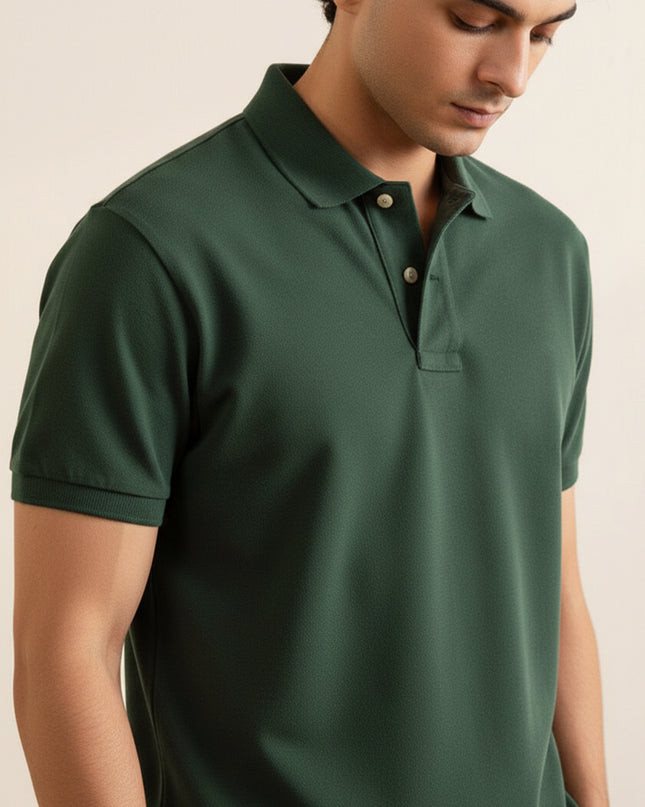 Kultz Essential Polo T-Shirt For Men - Dark Green