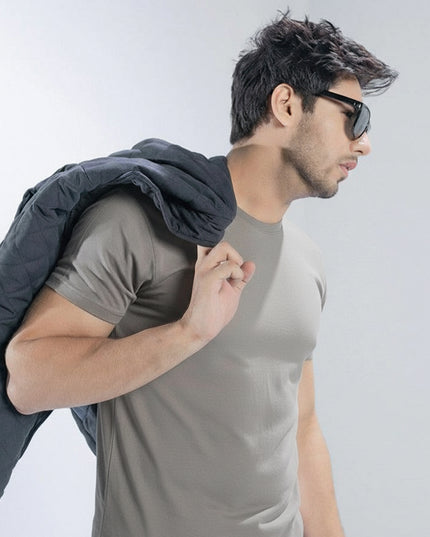 Basic Hazel Grey Regular Fit T-Shirt For Men