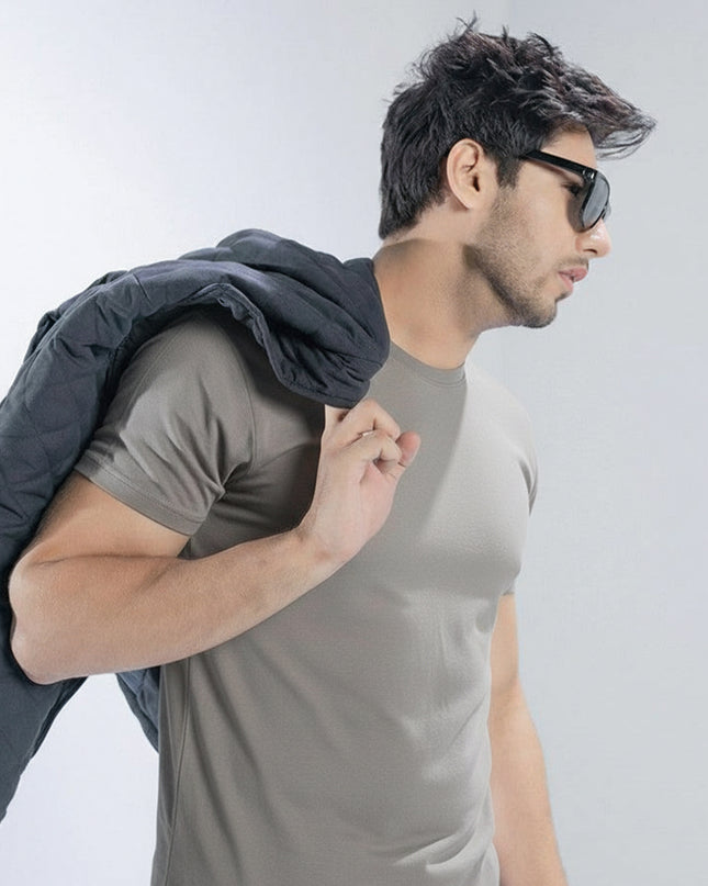 Basic Hazel Grey Regular Fit T-Shirt For Men