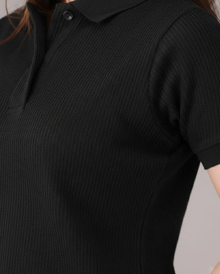 Kultz Essential Polo T-Shirt For Women -Black