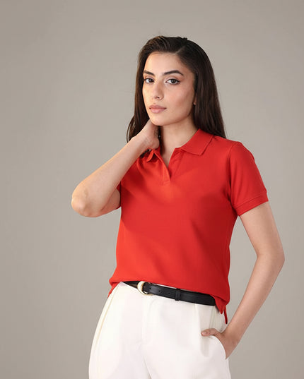Kultz Essential Polo T-Shirt For Women - Red