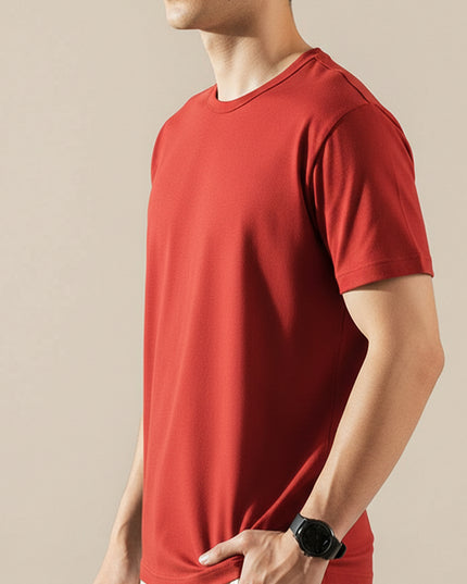 Basic Red Regular Fit T-Shirt For Men