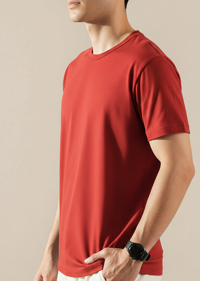 Basic Red Regular Fit T-Shirt For Men
