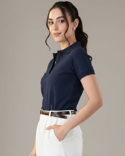 Kultz Essential Polo T-Shirt For Women - Navy Blue