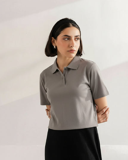 Kultz Essential Polo T-Shirt For Women - Hazel Grey